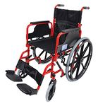 Aidapt Folding Lightweight Self Propelled Steel Wheelchair with Brakes, Extra Wide Seat (18") Lap Strap, Removable Foot Rests and Side Panels for Privacy. Indoor and Outside Use