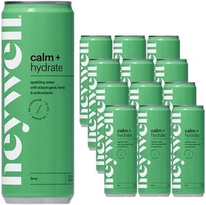 heywell Calm Adaptogenic Sparkling Water, Lime, 12 oz (12 Pack)