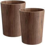 Threehoney 2 Pack 2.3 Gallons Wood Trash Can Wastebasket Natural Wood Round Wastebasket Small Trash Bin for Home, Office Under Desk, Kitchen, Bedroom, Den, Hotel, Kids Room