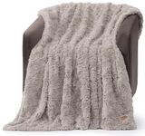 UGG Adalee Faux Fur Throw Blanket, Luxury Cozy Fluffy Blanket for Living Room or Bedroom, Decorative Double-Sided Fuzzy Throw, Machine Washable Spring Decor, 127 x 177-cm, Oyster Brown