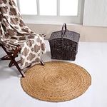 Second Nature Online - DHAKA Jute Area Rug | 100% Natural Fiber | Hand Woven | Ethical Trade | Eco-Friendly (Round - Diameter 60 cm)