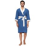 Spaces 100% COTTON Bath Robe HIGH ABSORBENCY QUICK TO DRY LIGHT WEIGHT SMART COLOR(SOLID LARGE)-BLUE