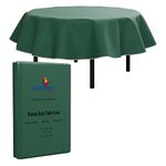 Dark Green Vinyl Tablecloths - 70 in. Round - Pack of 1 Round Tablecloth - Dark Green Flannel Backed Vinyl Tablecloths for Round Tables - Plastic Table Cloths with Flannel Backing - Waterproof