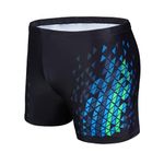 AMZSPORT Swimming Trunks Men, Quick Dry Swim Shorts Beach Board Swimwear, BlackBlue S