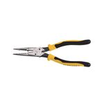 Klein Tools J206-8C Long Nose All-Purpose Spring Loaded Pliers, Forged Steel with Dual Material Journeyman Handles