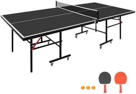 FOREOCELIV 8 ft Mid-Size Table Tennis Game Set - Indoor/Outdoor Portable Table Tennis Game with Net, 2 Table Tennis Paddles and 3 Balls (Black)