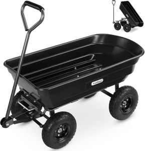 VonHaus Garden Dump Cart – 75L Tipping Wheelbarrow Wagon, 250kg Load