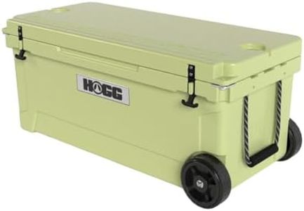 Ice Cooler with Wheels and Handle - 110qt Willow Haze, Wheeled Cooler, Insulated Ice Chest with Wheels and Handle for Fishing and Camping with Dry Storage, Bottle Openers, and Cupholders