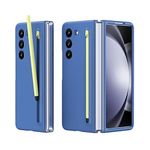 TechTrendz Aluminum Ultra Slim Premium Case For Samsung Galaxy Z Fold 5 With Built In Compact S Pen Holder And Storage Slot (Blue)