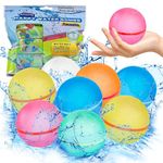 Reusable Water Balloons for Kids Adults, Summer Splash Party Easy Quick Fun Outdoor Backyard Water Bomb Splash Balls for Swimming Pool, Quick Fill Silica Gel Water Ball, Impact Open (6 PCS)