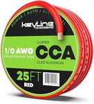 1/0 Gauge Wire - 25ft Red | 1/0 Gauge Amp Wire, Battery Cable, Marine Speaker Wire, Solar Cables for RV Trailer, Car Audio Speaker Cable, 8 AWG Automotive Wire Copper Clad Aluminum (CCA)