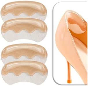 VivoFoot 2 Pairs Anti-Slip Heel Grips for Shoes Too Big, Gel Heel Liners & Fillers for Loose Shoes, Self-Adhesive Back of Heel Cushion Inserts, Heel Blister Protectors for Women & Men (Beige)