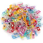 QMay Sewing Clips, 100 Pcs Premium Quilting Clips, Versatile Craft Clips for Quilting, Fabric Clips, Binding, Crocheting, Kniting etc. Color: Random, Size: 27x15x10 mm