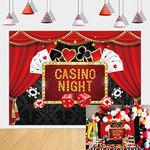 Casino Night Theme Backdrop Poker Las Vegas Game Night Photography Background for Casino Birthday Party Supplies(7X5FT)