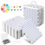 Mevome Blocking Mats for Knitting, Extra Thick Block Boards Crochet Projects with Grid Lines Needlepoint Knit Crocheting, 9 Foam Interlocking Mat &200 T-pins &100 Locking Stitch Markers &Storage Bag (White)