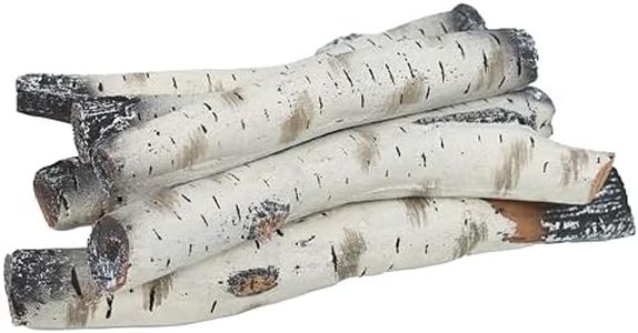 Small Gas Fireplace Logs, Ceramic White Birch Wood Gas Logs for Indoor Insert, Vented, Propane, Electric Gas Fireplace, Linear Fire Pits Ceramic Fiber Outdoor Gas Fireplace Fire Pit, 6pcs Logs Decor