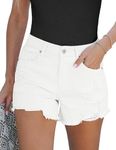 luvamia Jean Shorts for Women High Waisted Stretchy Distressed Denim Shorts Ripped Frayed Raw Hem Summer Casual Shorts Women'S Jean Shorts Stretchy Twill Stretch Shorts Women Off White Size 16 Size 18