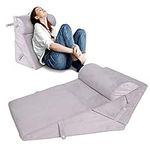 HUNAQ Adjustable Wedge Pillow Set, 8&12&21 inches Orthopedic Memory Foam for Post Surgery Elevation,Acid Reflux,Back,Neck,Arm and Leg Pain Relief,Bed Reading and Resting