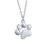 Dog Paw Print Pendant Necklace, 925 Sterling Silver Cute Puppy Dog Hollow Heart Footprint Necklace Memorial Jewelry With Box Ladies Girls Gifts on Birthday Mother’s Day (Dog Paw Print Necklace)