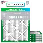 Filterbuy 13x20x1 Air Filter MERV 8 Dust Defense (5-Pack), Pleated HVAC AC Furnace Air Filters Replacement (Actual Size: 12.88 x 19.88 x 0.75 Inches)