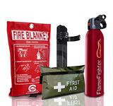 FIRE Safety Essentials 500 G ABC Dry Powder FIRE Extinguisher with Blanket and 1ST AID KIT Ideal for Homes, Boats, Kitchen Offices WORKPLACES