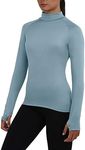 TCA Women's SuperThermal Long Sleeve Performance Base Layer Running Training Workout Top - Mock Neck - with Thumbholes - Tourmaline, XL