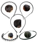 Skvilla Flexible Metal Wavy,Spring Zig Zag And Chain Hair Band Hair Hoop Hairband Daily Use For Unisex Men Women Pack 5, Black