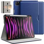 JETech Case for iPad Pro 11-Inch 4/3/2 (2022/2021/2020 Model), PU Leather Folio Protective Cover with Hand Strap, Pencil Holder & Pocket, Multi-Angle Viewing (Navy)