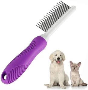 Wzenclave Detangling Pet Grooming Comb with Long & Short Stainless Steel Teeth Dog Comb for Removing Matted Fur Knots & Tangles Detangler Tool Accessories for Safe & Gentle DIY Dog & Cat Grooming