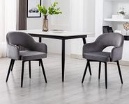Wahson Velvet Dining Chairs Set of 2 Kitchen Corner Chairs Swivel Side Chairs with Armrests, Leisure Armchair for Dining Room/Living Room, Grey