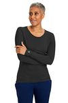 Healing Hands Women's Underscrub Soft Knit Melissa Longsleeve Scrub Tee with Breathable & Easy Care Fabric Plus Size 5047, 2XL, Black