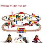 Wooden Train Set 100 Piece Railway Design Their Own Tracks Learning Play Toy For Xmas Birthday Gift HYGRAD®