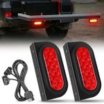 Nilight Hitch Cargo Carrier Oval Light Kit 2PCS 6Inch Red Lights w/Flush Mount Grommet Bracket Harness Waterproof Stop Turn Signal Tail Light for Luggage Rack Bike Rack Truck Trailer, 2 Years Warranty