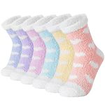 YANGTE Fluffy Socks for Women Bed Socks 6 Pairs Ladies Slipper Socks Soft Fuzzy Socks Winter Comfy Warm Socks for Women and Girls