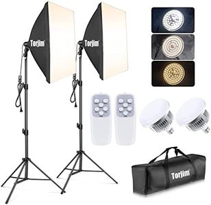 Torjim Softbox Photography Lighting Kit, 2Pcs 27" x 27" Professional Soft Box | 3000K-7500K 85W LED Bulbs with Remote, Photography Continuous Lighting Kit for Studio Lights, Portrait, Video Recording