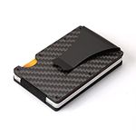 Calicob Carbon Fiber Wallet RFID Slim Minimalist Metal Elegant (Black)