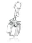 Gift Box/Present Box Cubic Zirconia (CZ) Set 925 Sterling Silver Clip-On Clasp Charm for Women Ladies Girls - Fits European Charm Bracelets & Necklaces - Thomas Sabo Style. JB3069