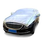 Car Cover 4 Layers Waterproof All Weather Sliver Half Car Cover Protect Windshield and roof for Automobiles Outdoor Universal (Fits Sedan 175"-188") by Safego