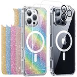 Meifigno Designed for iPhone 16 Pro Case, Compatible with MagSafe, with 5X Glitter Cards, 2X Screen Protectors, 1X Camera Lens Protector, Anti-Yellowing Magnetic Case Designed for 16 Pro 6.3”, Clear