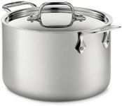 All-Clad BD552043 D5 Brushed 18/10 Stainless Steel 5-Ply Bonded Dishwasher Safe Soup Pot with Lid Cookware, 4-Quart, Silver