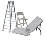 Special Deal 10 inch Silver Ladder Silver Table and Folding Chair for WWE Wrestling Action Figures