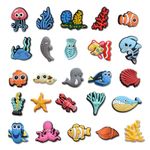 XINGPUBHD 25PCS Ocean Sea Animals Charms for Bubble Slides Clogs Sandals, Under the Sea Marine Life PVC Shoe Accessories Decorations for Girls Women Kids Teens