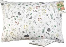 ZPECC Toddler Pillow with Pillowcase - 13x18 Organic Cotton Hypoallergenic Small Kids Travel Pillow for Sleeping Crib Daycare Nursery Stroller (Intended for Age 2 and up) Nature
