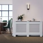 ELEGANT Radiator Cover Horizontal Slat Radiator Shelve White Painted Modern MDF Cabinet for Living Room Bedroom, Large