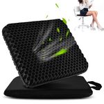 Gel Seat Cushion, Breathable Double-Layer Seat Cushion, Portable Gel Seat Cushion with Handle for Cooling, Relieving Pressure and Pain, Suitable for Chairs, Wheelchairs and Cars (Black)