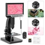 HAMOPY 2000X LCD Digital Microscope with Remote Control, 1080P Coin Microscope with 32GB Card, 7'' IPS Display Biological Microscope, 10 LED Lights, PC View, Photo/Video, Compatible for Windows/Mac/OS