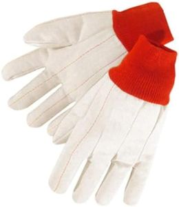 Liberty Glove & Safety 4518R 20 oz Nap-In Cotton Double Palm Canvas Men's Glove with Red Knit Wrist (Pack of 12)