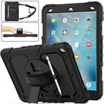 SEYMAC stock Case for iPad Air 3 2019/Pro 10.5'', [Full-Body] Drop Proof Armor Case with 360° Rotating Stand [Pencil Holder][Screen Protector] Hand Strap, Black