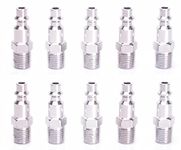 Canadian Tool and Supply (10-Pack) Chrome Plated Steel Air Tool Plugs/Quick Connects/M-Style, 1/4-Inch Male NPT Thread MNPT (10PC14MNPTP)