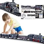 xwin sportseries Classic Train Set with Tracks, Battery Operated Train Set Toys for Kids with Lights & Sounds, Retro Design, Durable & Safe Exciting Train Track Set for Kids, Easy to Assemble